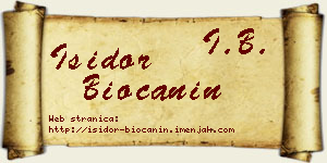 Isidor Biočanin vizit kartica